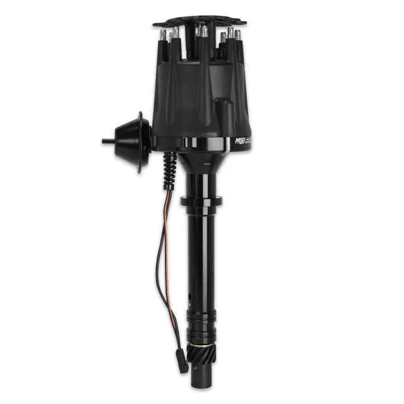 MSD Pro-Billet Distributor - Magnetic Pickup - Vacuum Advance - HEI Style Terminal - Black - Chevy V8 Limited Offer