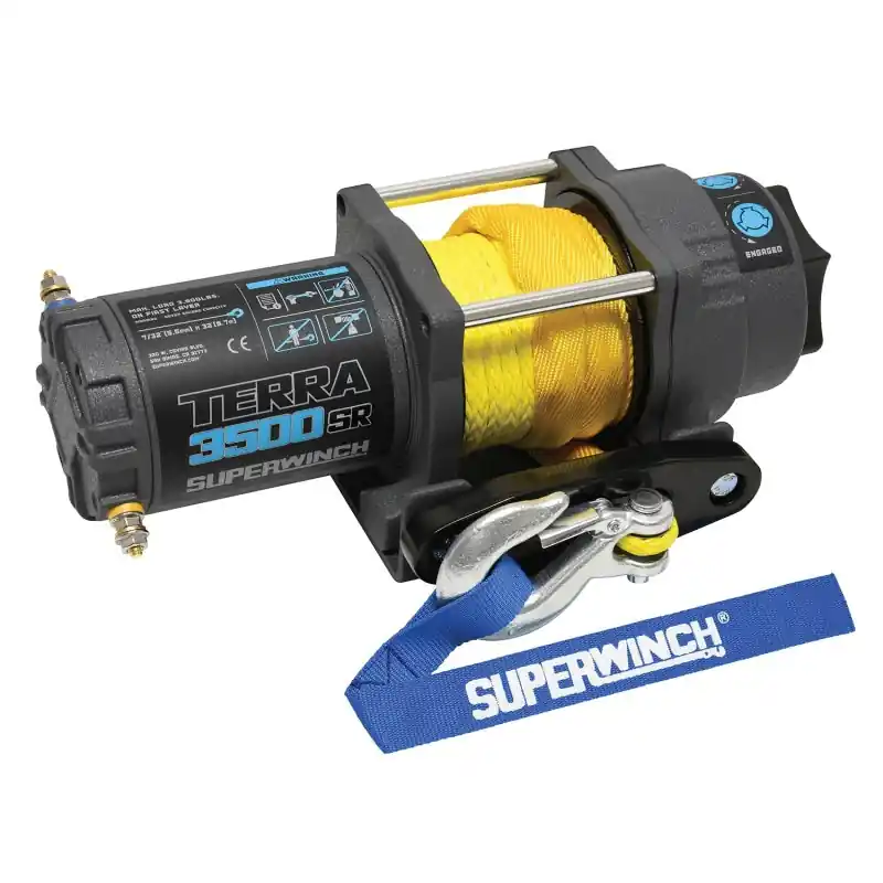 Superwinch Terra Winch - 3500 lb Capacity - Hawse Fairlead - 10 ft Remote - 3/16 in x 32 ft Synthetic Rope - 12V Clearance